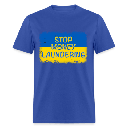 Stop Money Laundering T-Shirt (Ukraine) in Blue