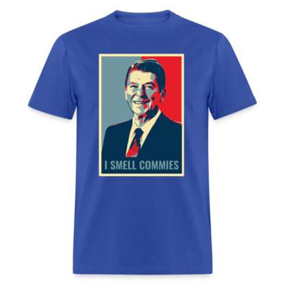 I Smell Commies T-Shirt (Ronald Reagan) in Blue