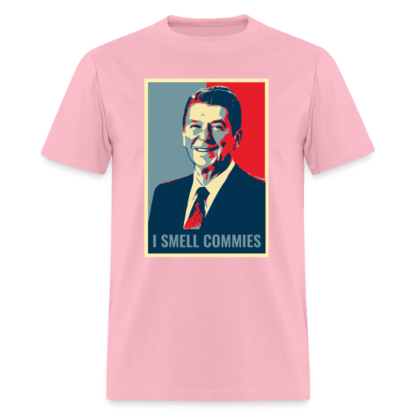 I Smell Commies T-Shirt (Ronald Reagan) in Pink