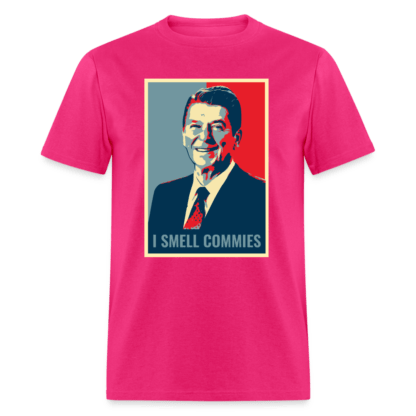 I Smell Commies T-Shirt (Ronald Reagan) in Fucshia