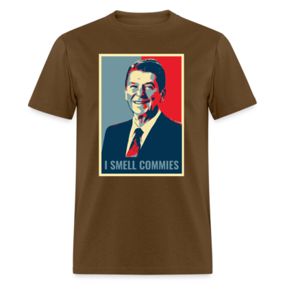 I Smell Commies T-Shirt (Ronald Reagan) in Brown