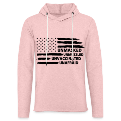 Unmasked Unmuzzled Unvaccinated Unafraid Lightweight Terry Hoodie in Pink