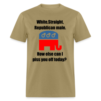 White Straight Republican Male T-Shirt in Khaki