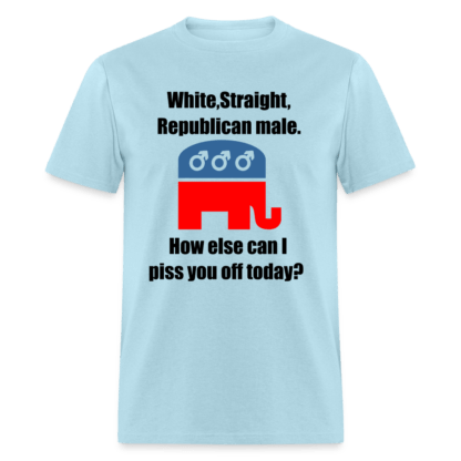 White Straight Republican Male T-Shirt in Light Blue