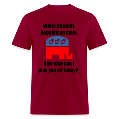 White Straight Republican Male T-Shirt in Dark Red