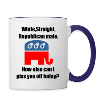 White Straight Republican Male Coffee Mug in Blue