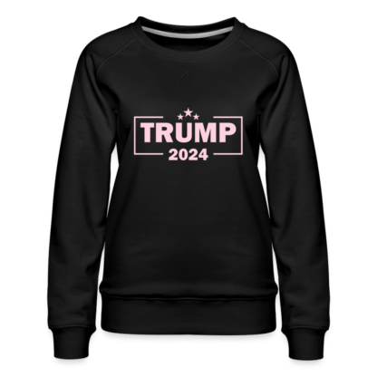 Trump 2024 Women’s Premium Sweatshirt (Pink Letters) in Black