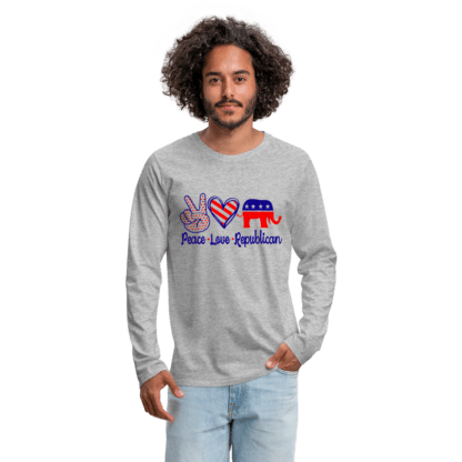 Peace Love Republican : Men's Premium Long Sleeve T-Shirt in Grey