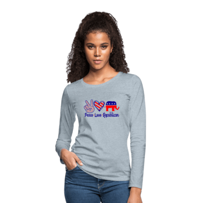 Peace Love Republican : Women's Premium Long Sleeve T-Shirt in Heather Ice Blue